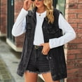thumbnail image 5 of XFLWAM Women's Denim Retro Denim Vest Top Oversized Sleeveless Button Denim Jacket with Flap Pocket Black M, 5 of 8