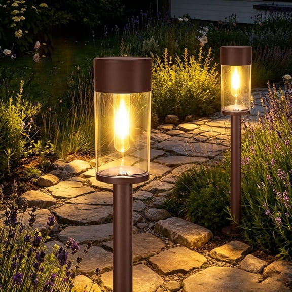 Solar Pathway Lights Outdoor, Bright Solar Garden Lights with Metal Design–IP65 Waterproof, Auto On/Off, 3000K LED Landscape Lighting for Yard, Lawn, Walkway, Driveway, Patio Decor
