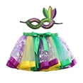 thumbnail image 4 of Bainana Girls Mardi Gras Ballet Tutu Skirt Colorful Print Elastic Waist Multi-Layered Skirts With Mask Outfits Dance Performance Party Birthday Toddler Teen Girls Stylish Fit Skirt, 4 of 4