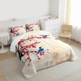 thumbnail image 3 of Homewish Painting Peach Blossom Full Size Comforter Sets,Cute Bird Bedding Comforter Set,Red Brown Blue Bedding Sets For Girls Teens,Luxury Bedroom Decor Reversible,3pcs, 3 of 8