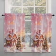 thumbnail image 2 of Pink Christmas Kitchen Curtain 2 Panels Tiers Curtains 45 Inch Length, Snowflake Watercolor Xmas Tree Curtains Rod Pocket Curtains Window Drapes Treatment Window Cafe Curtains, 2 of 5