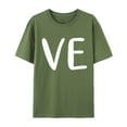 thumbnail image 2 of Green Womens Flowy Tops, Short Sleeve Casual Blouses for Women, Valentine's Day Polyester Summer Outfits for Women, Men And Women With Valentine's Day Love Printed Couple T Shirt Top, 2 of 7