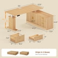 thumbnail image 2 of SEDETA 55 Inch L Shaped Electric Standing Desk, Height Adjustable Office Executive Desk with Power Outlets, Fluted Sit Stand Corner Computer Desk with Wood Drawers for Home Office, Oak, 2 of 8