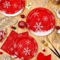 thumbnail image 6 of Sevenstars 200 PCS Christmas Paper Plates and Napkins Snowflake Party Supplies Red Disposable Tableware Set for Xmas Decoration, 6 of 8