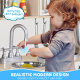 thumbnail image 4 of Arlopu Kids Play Kitchen, Wooden Kitchen Playset Interactive Toys with Sounds & Lights, Telephone, Water Dispenser, Cookware Accessories, Beige, 4 of 10