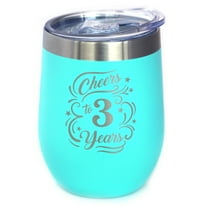 Bevvee Insulated Wine Tumbler 12 oz Cheers 3 Years Gifts for Wine Lovers Tumblers