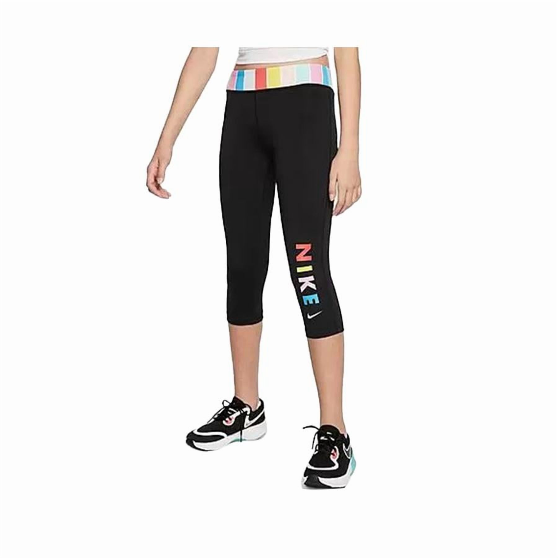 Nike One Training Logo Girls' Cropped Pants Black photo 2