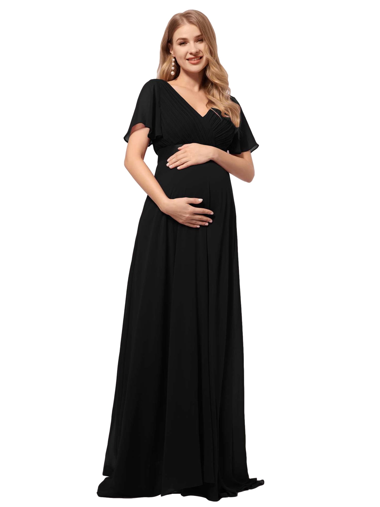 short sleeve black maternity dress