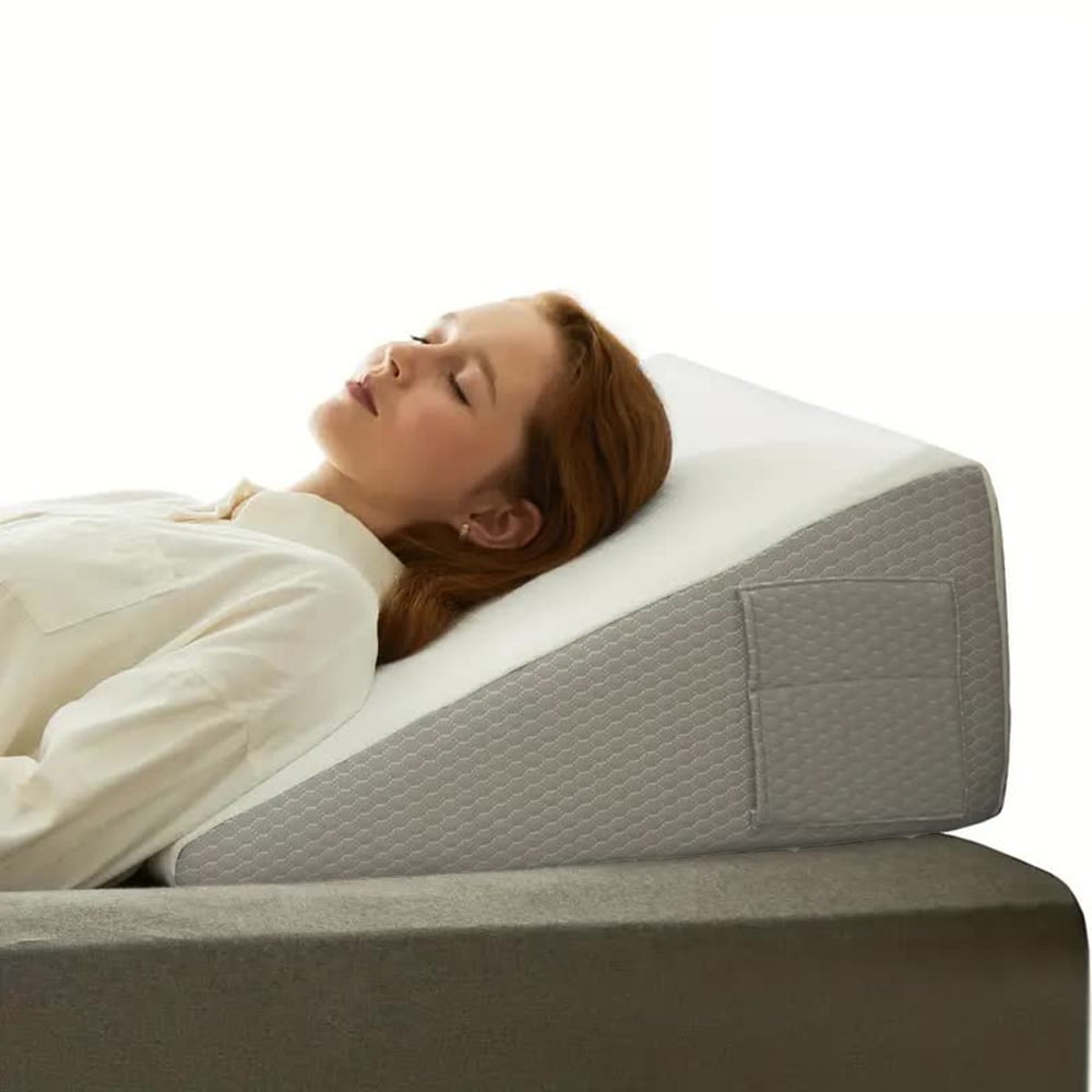 Bed Wedge Pillow Triangle Memory Foam Support Pillow with Soft Top for Sleeping Leg Elevation Back Support