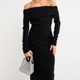 thumbnail image 4 of Vestidos largos de dama Vestido maxi sólido con dobladillo dividido Elegante traje de calle de manga larga FLhrweasw Nuevo, 4 of 7