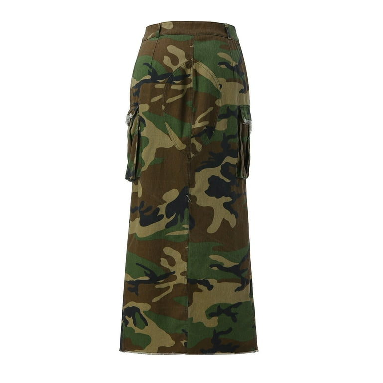 Uuszgmr Womens Skirts Ladies Fashion Camo Cargo Long Skirt Uuszgmr Womens Skirts Ladies Fashion Camo Cargo Long Skirt