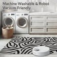 thumbnail image 5 of ODIKA 6'x9' Machine Washable Non-Slip Area Rug, Monochrome Fluid Abstract with Interlaced Curves and Geometric Lines High Traffic Rug, Black, 238770, 5 of 7