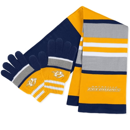 Women s WEAR by Erin Andrews Nashville Predators Stripe Glove & Scarf Set