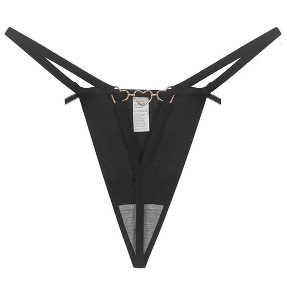 NordicNest Low‑Waist Chain‑Bow Seamless Thong, Super Stretchy Elegant Breathable Ladies Panties for Women Daily Wear XS‑L Black