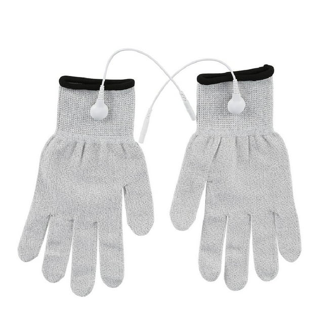 Tens Machine Conductive Electrode Massage Gloves Improve Circulation for Hand Beauty Care Grey Size L