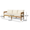thumbnail image 4 of Brooklyn Outdoor Acacia Wood 3 Seater Sofa with Cushions, Teak and Beige, 4 of 10