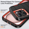 thumbnail image 5 of SaniMore for iPhone 15 Pro Hybird Case, [Tempered Glass Screen Protector] Rugged PC Back Shockproof TPU Shell Hidden Kickstand Drop Resistant Anti-slip Heavy Duty Protective Cover, A-Black/Orange, 5 of 9