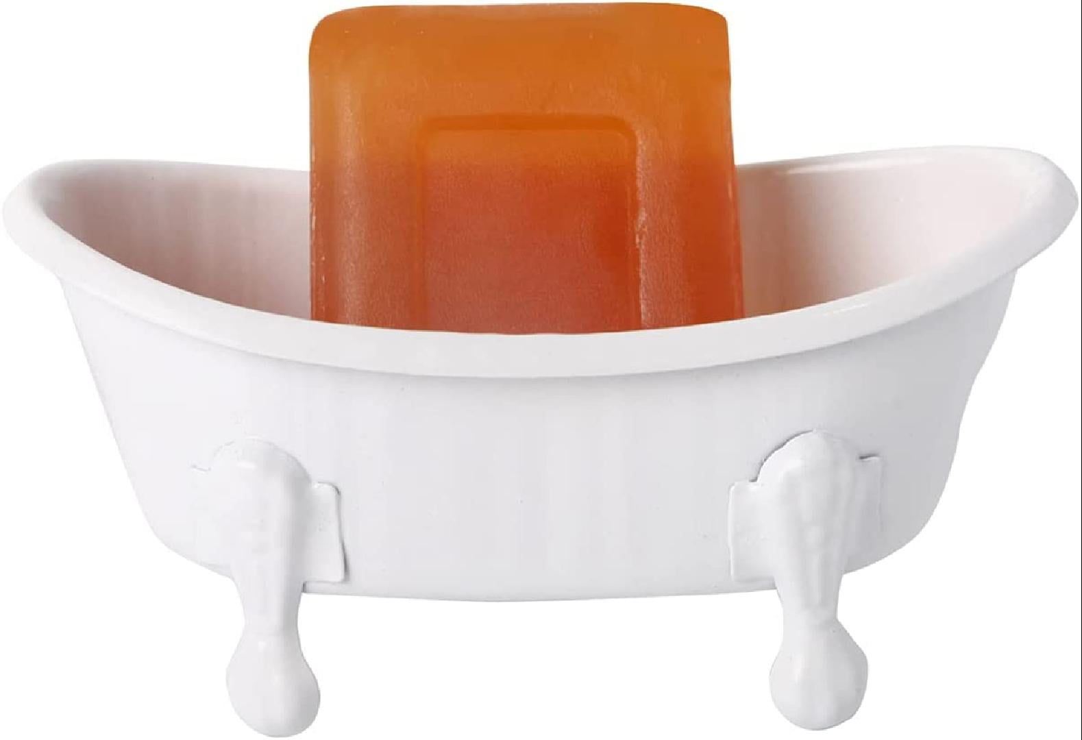 5.5" Bathtub soap Dish White Clawfoot Metal Tube Decortative Holder