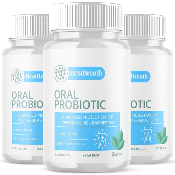(3 Pack) Best Breath - Advanced Oral Probiotics Formula for Healthy Teeth and Gums, Fresh Breath, Ear, Nose, Throat, and Immune Health Supplement - 180 Capsules