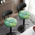 thumbnail image 3 of ZIATUBLE Palm Leaves Round Stool Covers Elastic Stool Cushion Cover Set of 2 Piece Washable Stool Seat Cover Protector 13"-15" Removable Chair Seat Slipcover Home Accessories, 3 of 6