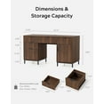 thumbnail image 2 of EYYTHUNG 55" Fluted Executive Desk, Modern Wood Computer Writing Desk Home Office Desk with Charging Station, Keyboard Tray, File Drawer Writing Desk, Brown, 2 of 6
