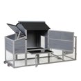 thumbnail image 2 of Spaco Portable Mobile Chicken Coop with Nesting Box, Wooden Chicken Cage with Wheels, Outdoor Backyard Pen for Small Animals, Gray, 2 of 16