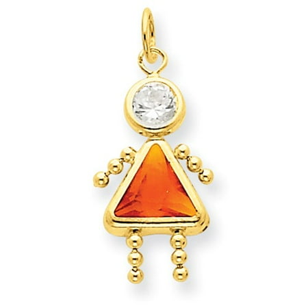 14k Yellow Gold November Girl Synthetic Birthstone Charm (0.8in long x 0.4in wide)