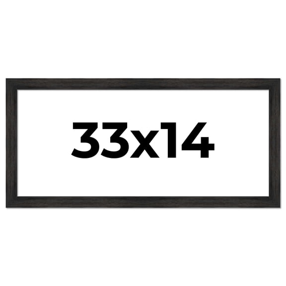 33x14 Frame Black Rustic Barnwood Solid Wood Picture Frame | 1.5 Inch Moulding Width | Includes UV