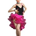 thumbnail image 1 of YM YOUMU Kids Girl Tassel Ruffle Latin Tango Dress Irregular Mesh Fringe Competition Dancewear, 1 of 2