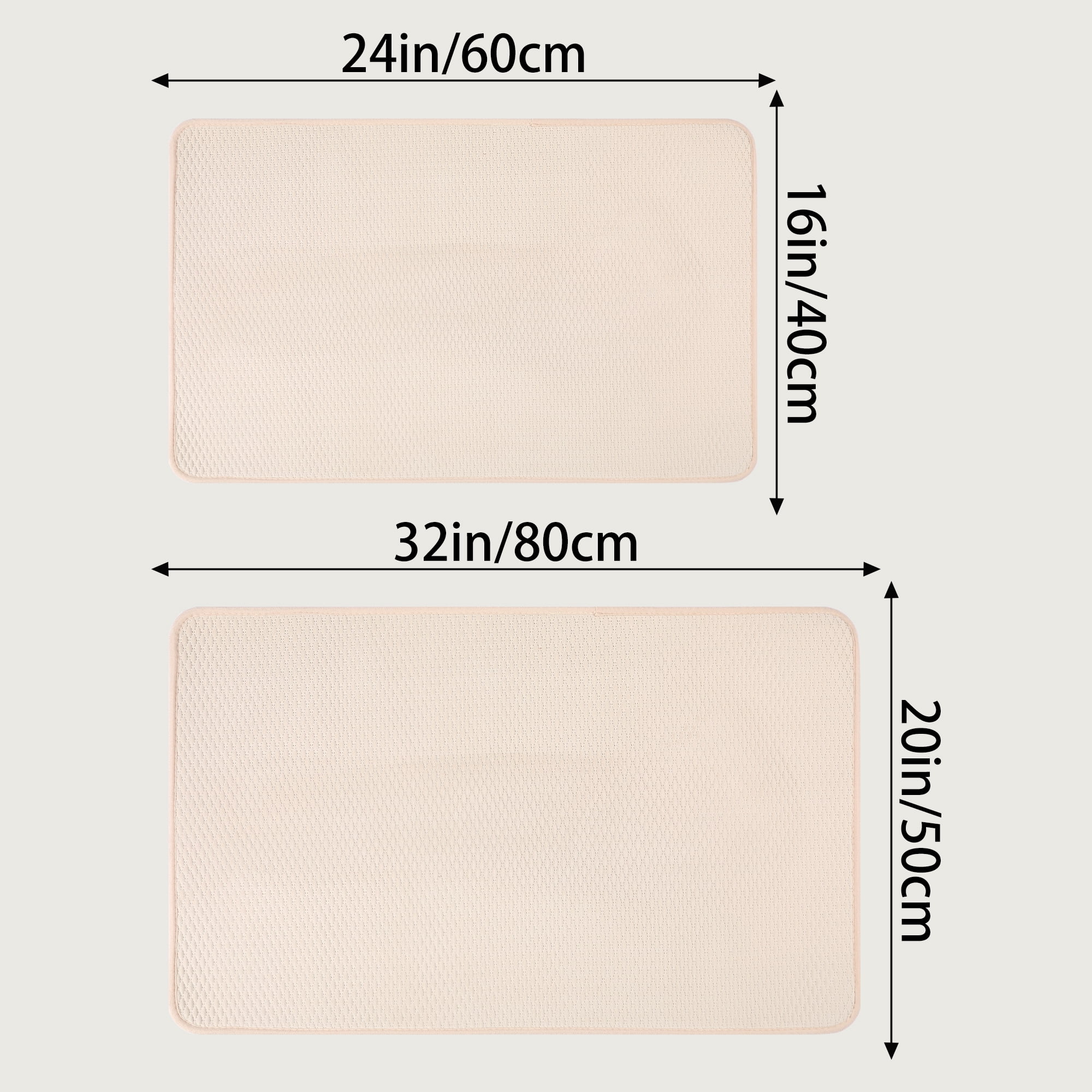 Unique Bargains Bathroom Mat Soft Absorbent Bath Rugs Beige 16" x 24"