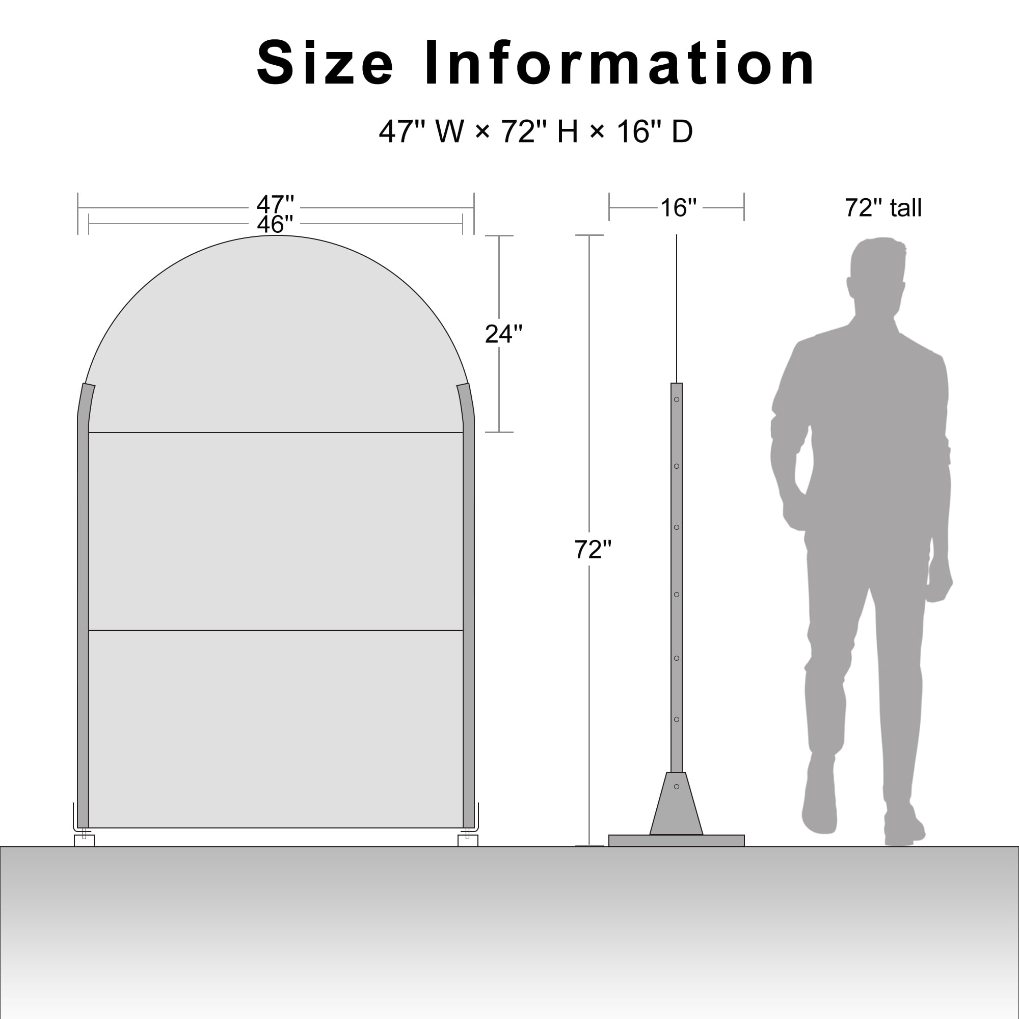 MAYEERTY 72*47" Outdoor Arched Metal Freestanding Privacy Panel Screen, Geometric Star Pattern, Black