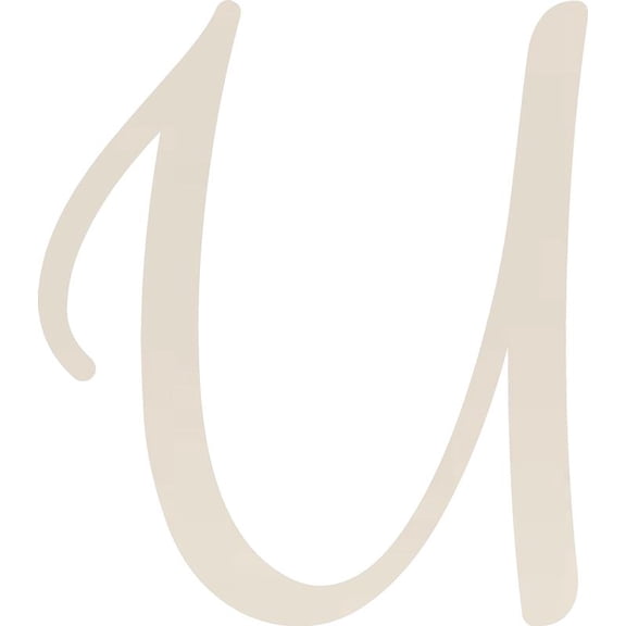 Decorative Acrylic Letter, Custom Blank U Script, 8'' Tall White Alphabet