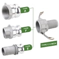 thumbnail image 3 of Camlock Fittings HOOTSUM, aluminio tipo C&E, 5 cm, con abrazaderas, paquete de 2, 3 of 6