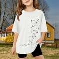 thumbnail image 2 of Coerni Girls Butterfly Graphic Tee Short Sleeve Summer T Shirts Kids Cotton Basic Tops Athletic Aesthetic Crerwneck Loose, 2 of 6
