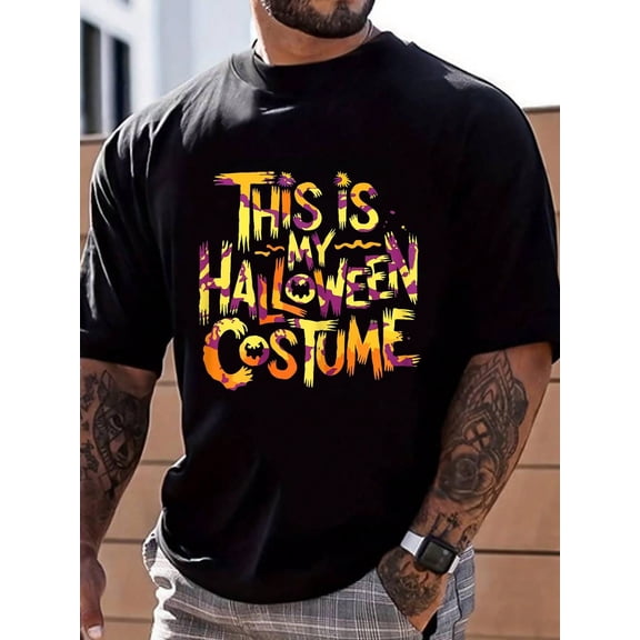 100% Cotton This Is My Halloween Costume Shirt Funny Last Minute Costume T-Shirt Street Hip-Hop Style Men's T-Shirt