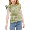 thumbnail image 2 of MKOSPLRT Girls' Tie Dye Tops Ruffle Sleeve Crew Neck Summer Shirts Casaul Loose T Shirts Breathable Going Out Tshirts 3-14 Years, 2 of 9