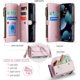 thumbnail image 2 of funda para iPhone 13 Pro, Funda para teléfono tipo Billetera Cruzada con Soporte de Bloqueo RFID, Ranuras para Tarjetas de Carga Inalámbrica Anticaídas, Bandolera de Cuero PU, Correa Ajustable, 2 of 9