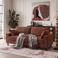 thumbnail image 2 of CQSXDA 81.8 Inch 2-Seater Corduroy Loveseat Sofa with Iron and Wood Frame, Square Armrests for Living Room or Apartment, Orange, 2 of 11