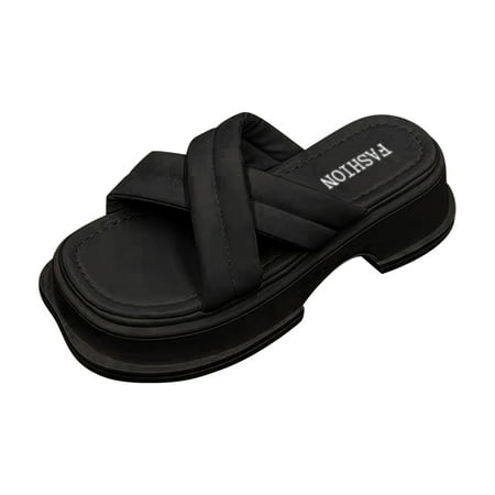 

Qufokar H Sandals for Women Sandals for Women Heels Women s Outer Thick Bottom Sandals Fashion Flat Bottom Color And Solid Color Women s Slippers Women Fit Flops Sandals
