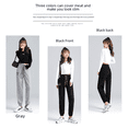 thumbnail image 3 of Pantalones casuales holgados y ajustados para mujer, pantalones negros de cintura alta para temporada de primavera, pantalones de nueve puntos a la moda, 3 of 4
