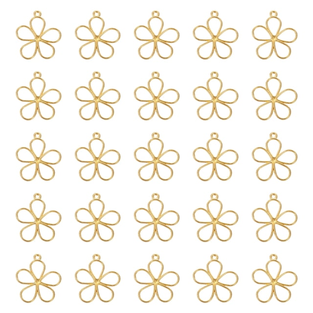 Uxcell 50 Pcs Encanto de Flor Hueca Colgantes de Marco de Bisel Abierto para Fabricación de Joyas de Resina Artesanías DIY Tono Dorado