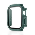 thumbnail image 1 of 2 Pack Rugged Case Compatible for Apple Watch 44mm Series SE/6/5/4 with Tempered Glass Screen Protector, Military All Around Hard TPU Protective Cover Case Shockproof Bumper for Men 40mm Dark Green, 1 of 4