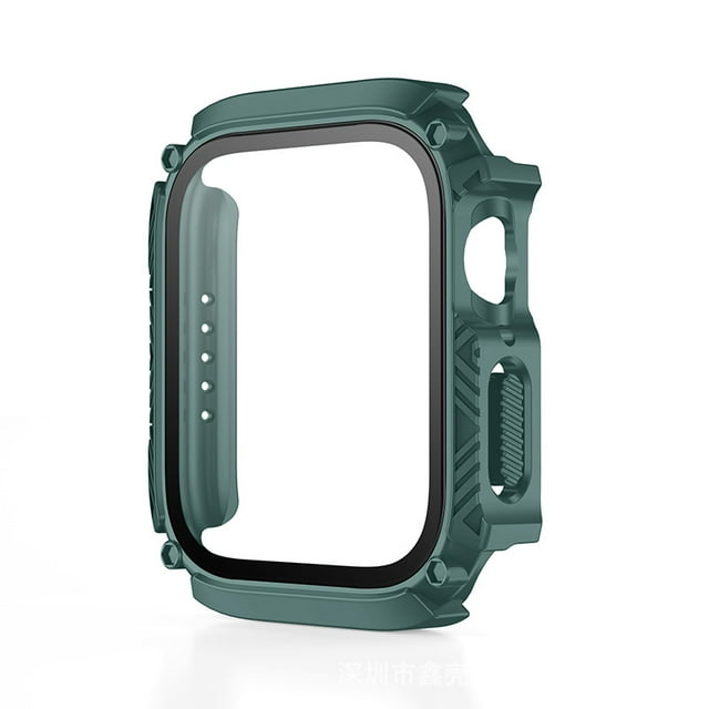 2 Pack Rugged Case Compatible for Apple Watch 44mm Series SE/6/5/4 with Tempered Glass Screen Protector, Military All Around Hard TPU Protective Cover Case Shockproof Bumper for Men 40mm Dark Green
