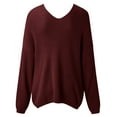 thumbnail image 2 of Vedolay Women's Sweaters Womens 2023 Trendy Fall Fashion Knit Ribbed Stripe Crop Pullover Sweater,Red XXL, 2 of 4