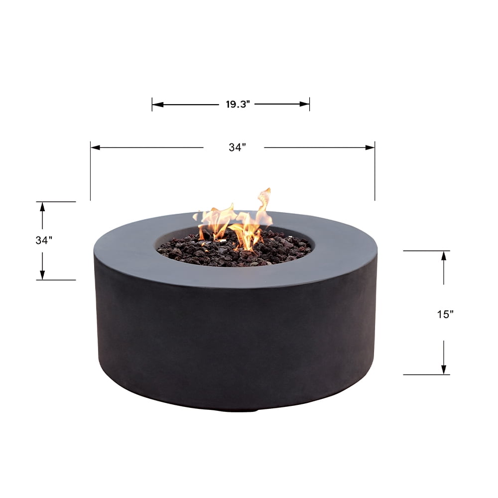 Modeno Venice Gas Fire Pit for Outside Outdoor Fire Pit Table Smokeless Fire Pit Concrete Round Fire Bowl Patio Heater Fireplace 50000 BTUs - Grey, 34 x 34 Inches
