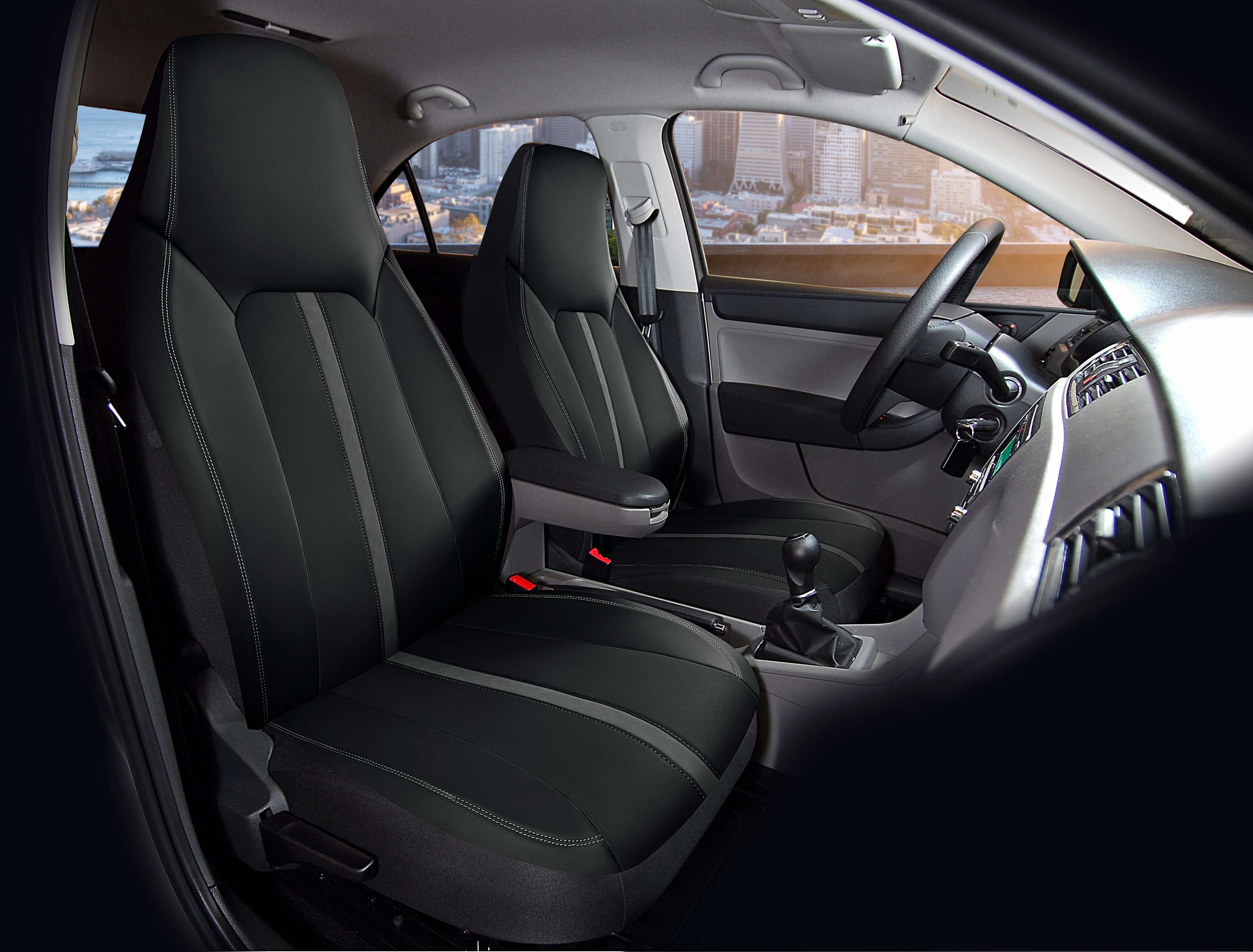 AUTO DRIVE 2PC STRIPE GREY SEAT COVER – UNIVERSAL FIT, ASSEMBLED PRODUCT 24SC161