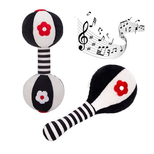 Baby Rattles Toys Stuffed Rattles, 2 Pcs Soft Rattle Infant Baby Toys 0-3 Months Early Developmental Hand Grip Toys for Infants Newborn Baby Girls Boys Gift (Baby Rattles Toys)