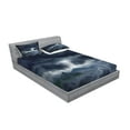 thumbnail image 2 of Ambesonne Blue Fitted Sheet & Pillow Sham Set, Stromy Sky over Mountains, Full, Blue, 2 of 2