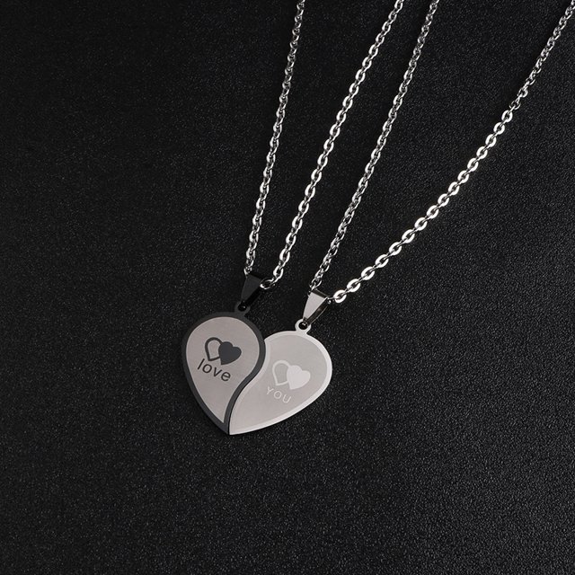 Collar con colgante de acero inoxidable con forma de corazón de melocotón y costura para parejas, colgante para estudiantes, accesorios de cadena para clavícula