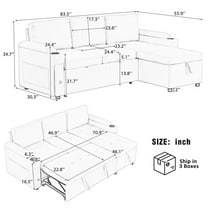 Newboti Furniture 83.5" L-shaped Sofa Couch Convertible Sofa Bed Sectional Sofa with Ample Storage Space, Two Cup Holders and Two USB Ports for Living Room, Gray 46825
